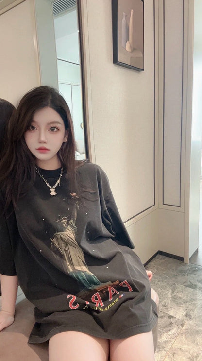 T-shirt Balenciaga Paris Statue de la Liberté (Noir)