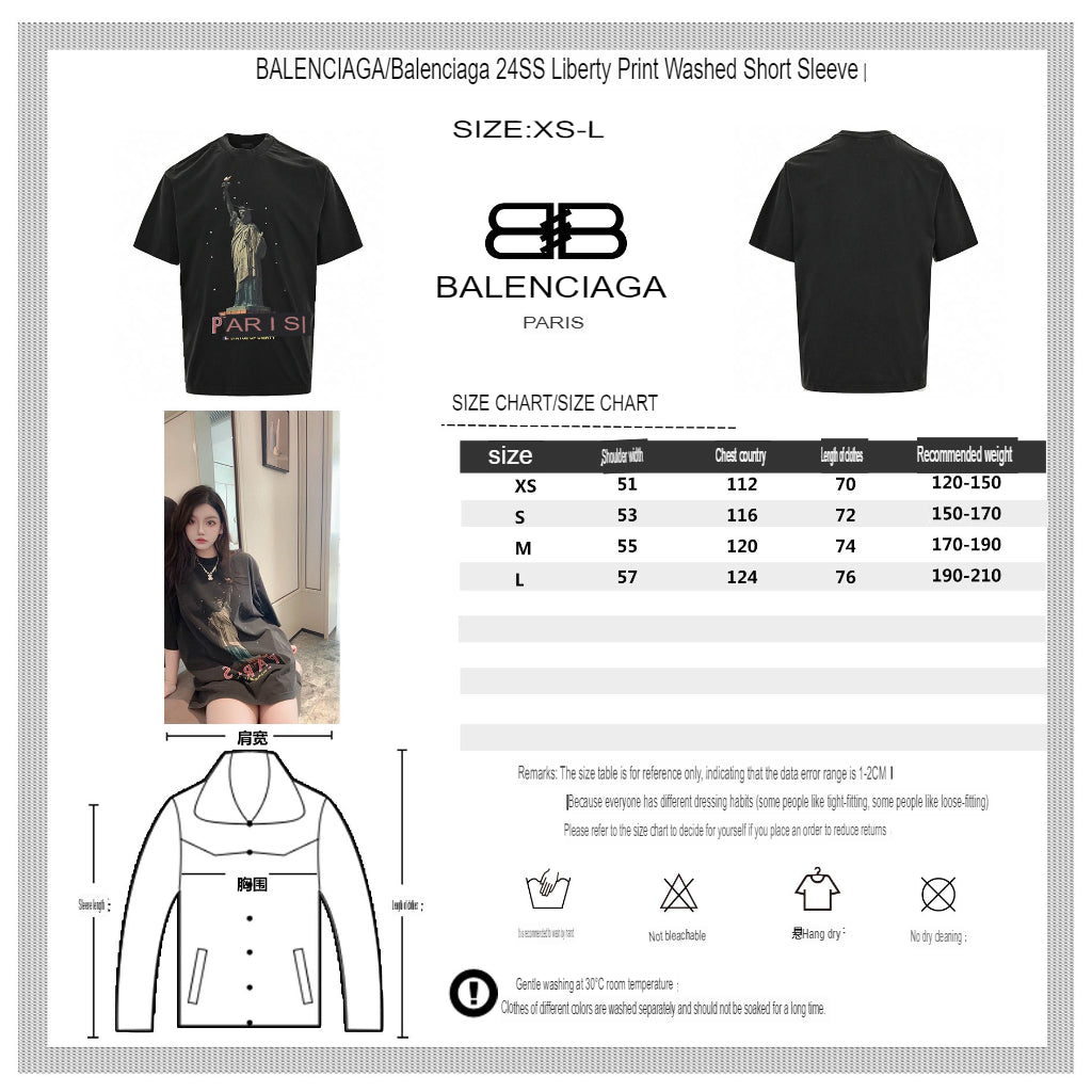 T-shirt Balenciaga Paris Statue de la Liberté (Noir)