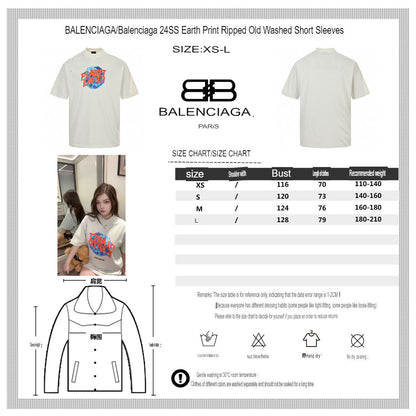T-shirt Balenciaga Planet Earth (blanc)