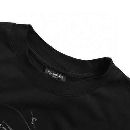 T-shirt Balenciaga à logo imprimé fumée (noir)