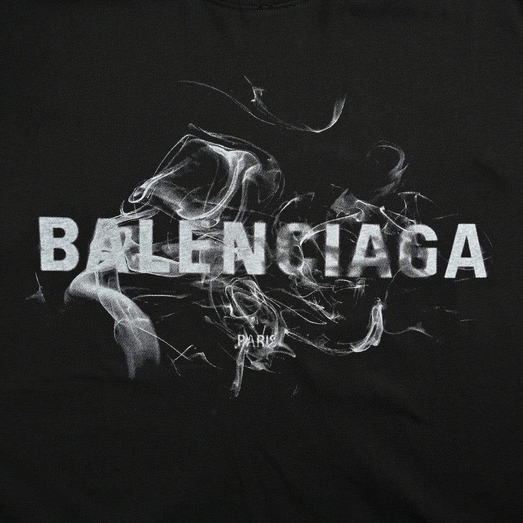 T-shirt Balenciaga à logo imprimé fumée (noir)