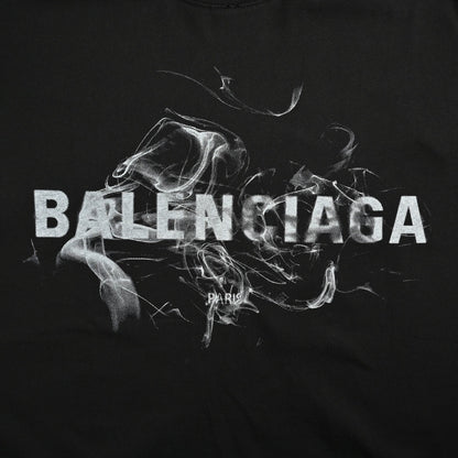 T-shirt Balenciaga à logo imprimé fumée (noir)