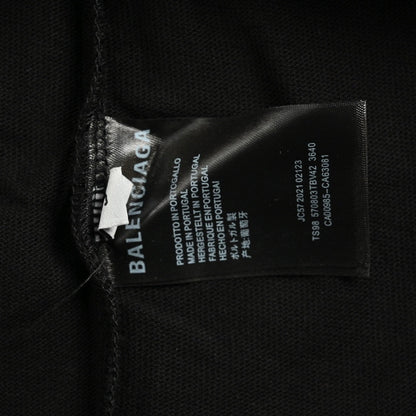 T-shirt noir Balenciaga Society avec motif blanc