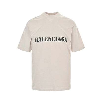 T-SHIRT BALENCIAGA À LOGO POCHOIR BEIGE
