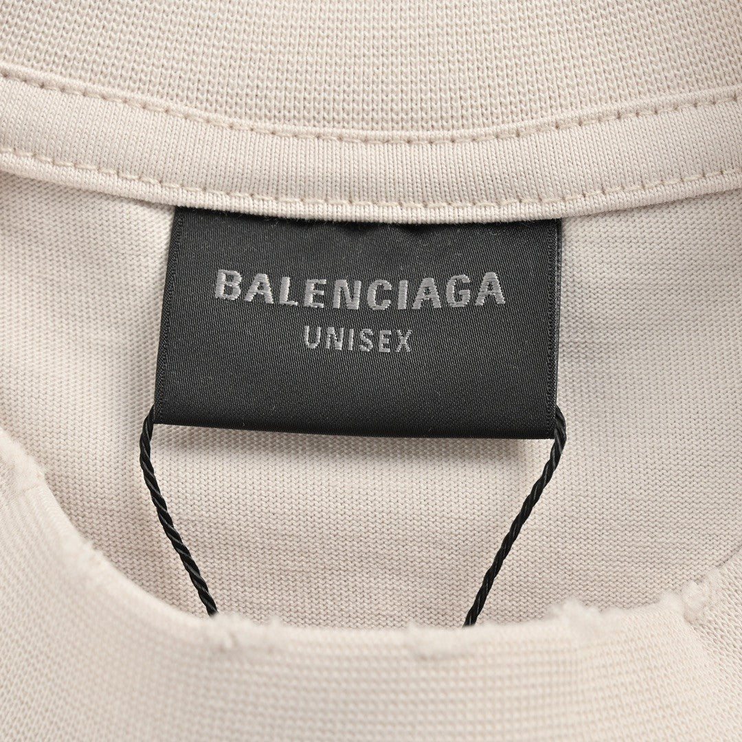 T-SHIRT BALENCIAGA À LOGO POCHOIR BEIGE