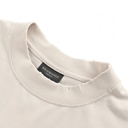 T-SHIRT BALENCIAGA À LOGO POCHOIR BEIGE