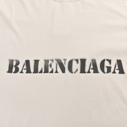 T-SHIRT BALENCIAGA À LOGO POCHOIR BEIGE