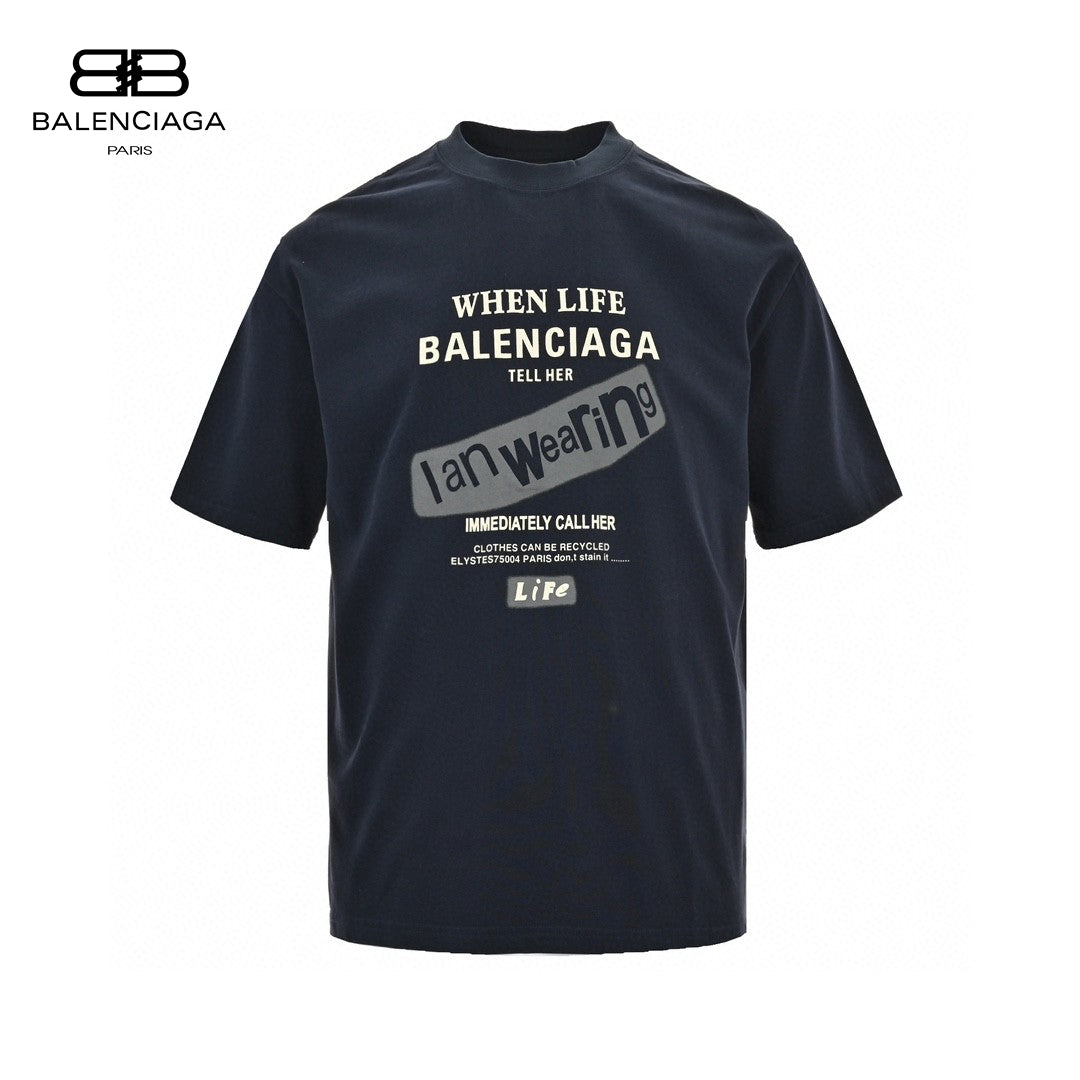 T-shirt Balenciaga - Logo bleu marine au dos