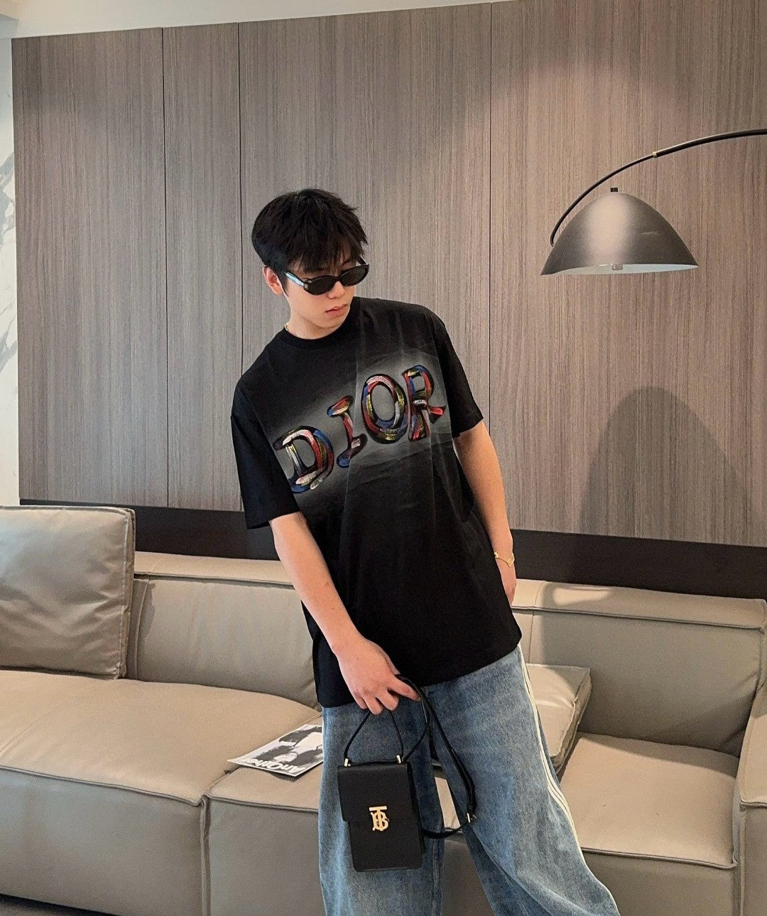 T-shirt Dior à logo artistique (noir)