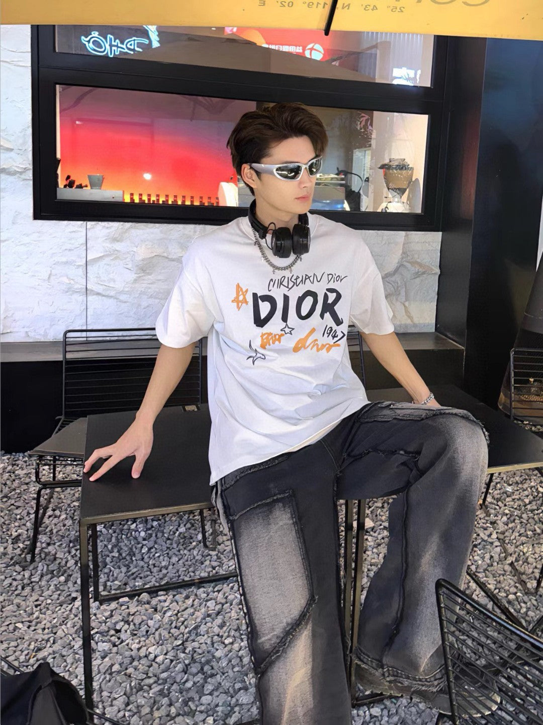 T-shirt blanc graphique Dior Christian Dior