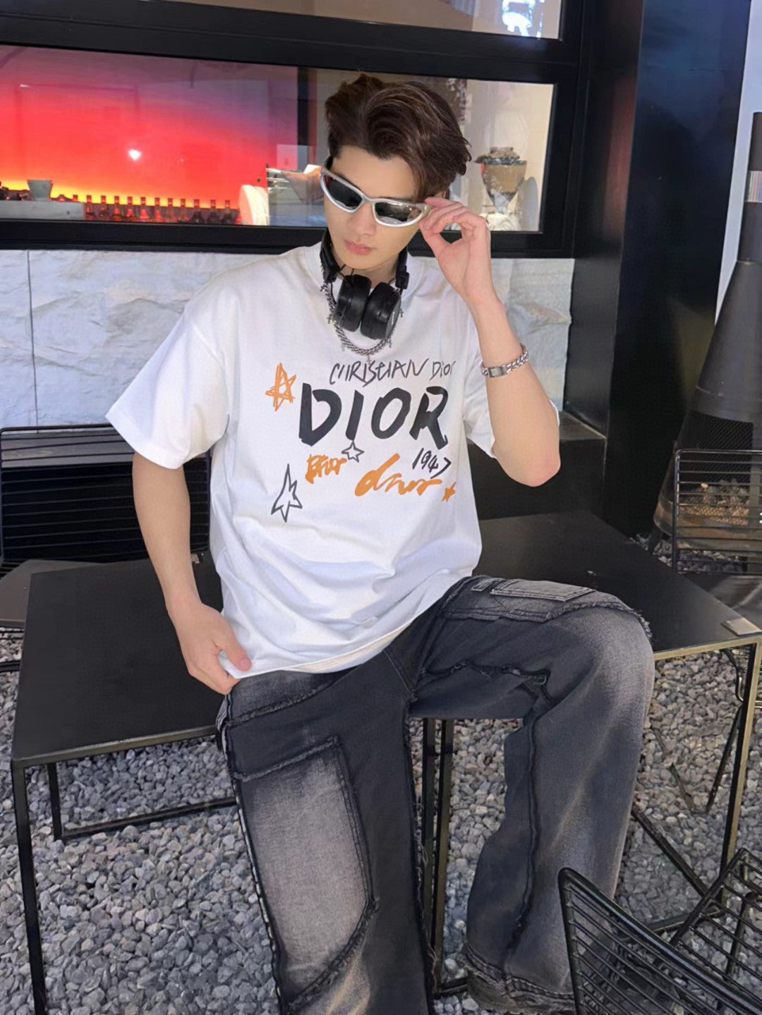 T-shirt blanc graphique Dior Christian Dior