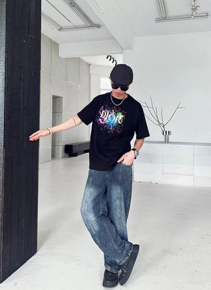 T-shirt graphique Dior Color Splash - Noir