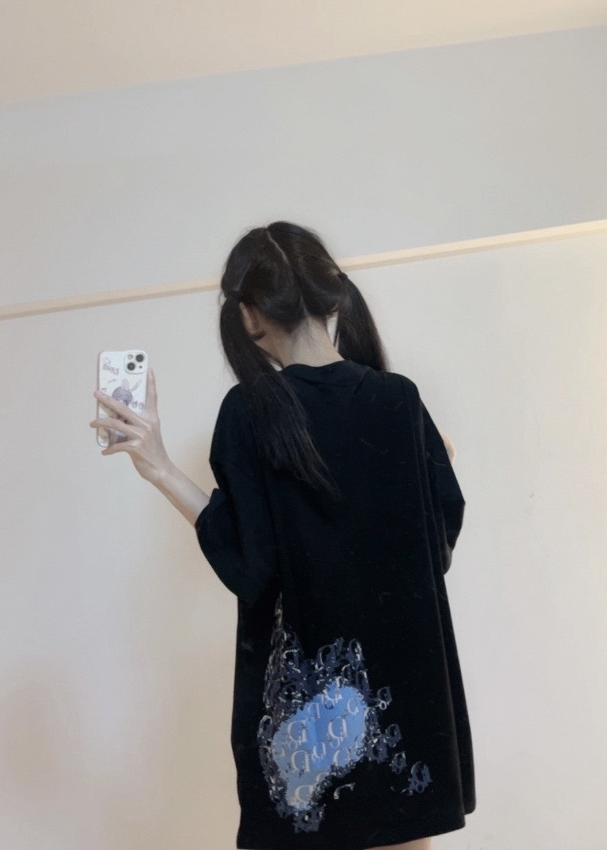 T-shirt Dior à motif monogramme (noir)