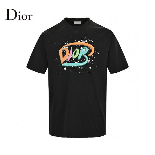 T-shirt noir Dior à logo multicolore