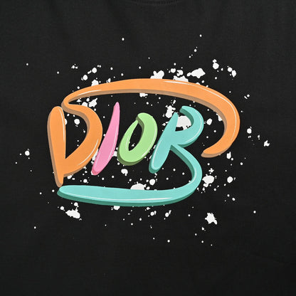 T-shirt noir Dior à logo multicolore