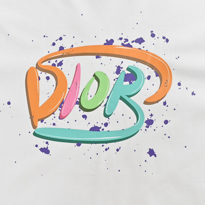 T-shirt blanc Dior à logo multicolore