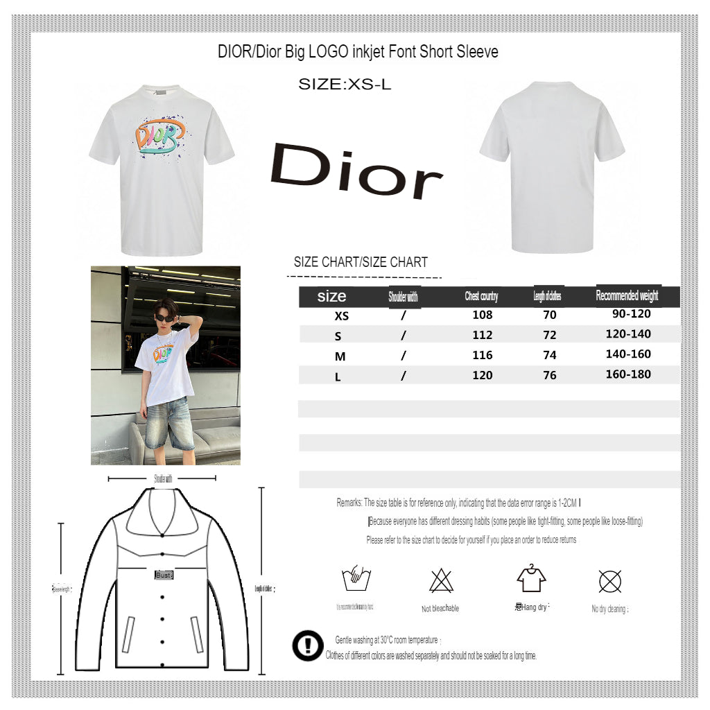 T-shirt blanc Dior à logo multicolore