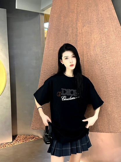 T-shirt noir Dior avec logo épingle de sûreté