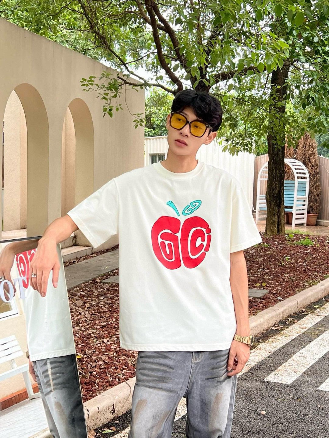 T-shirt Gucci à logo Apple (blanc)