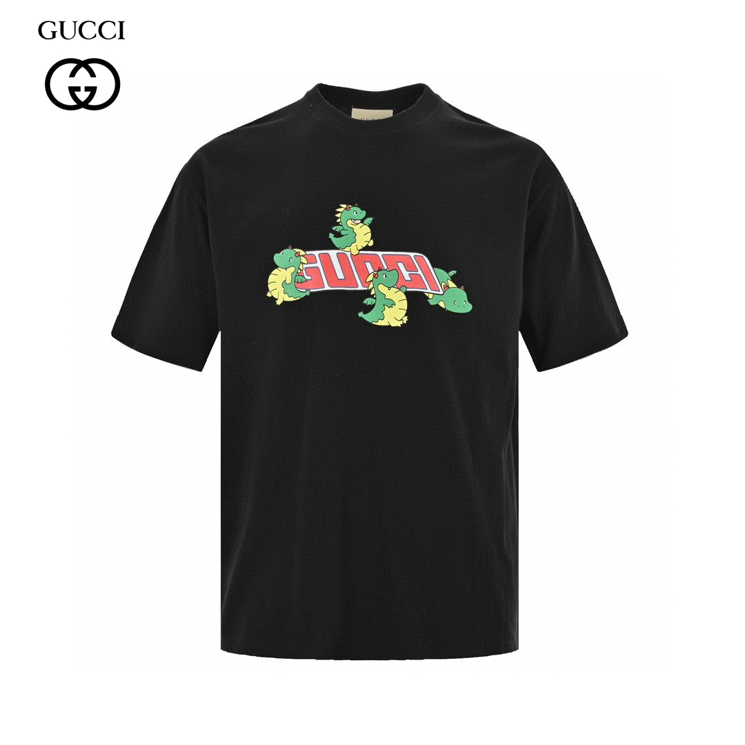 T-shirt noir Gucci à motif dinosaure