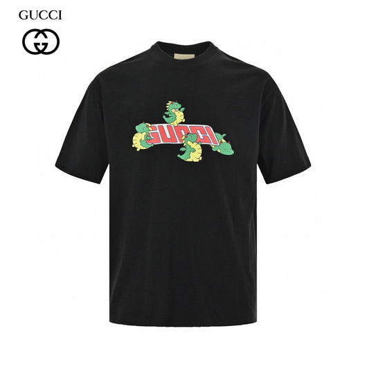 T-shirt noir Gucci à motif dinosaure