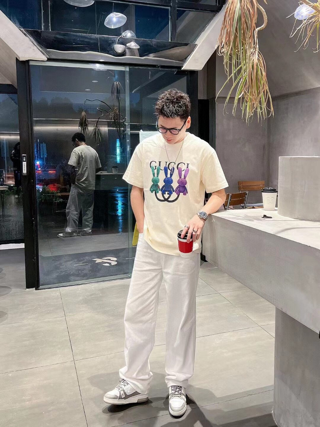 T-shirt Gucci Bunny Trio (Blanc)