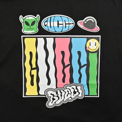 T-shirt Gucci à motif dessin animé (noir)