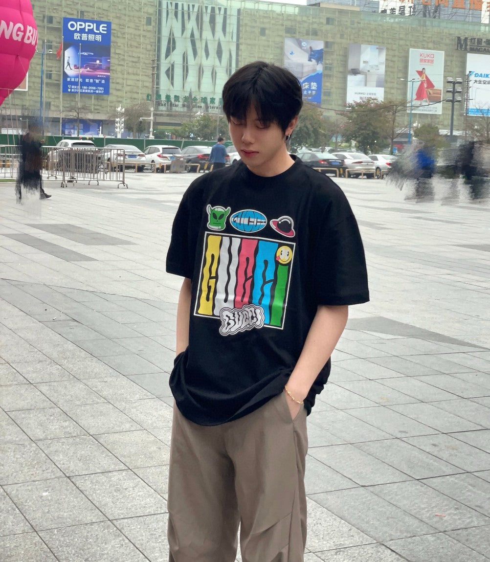 T-shirt Gucci à motif dessin animé (noir)