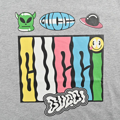 T-shirt Gucci à motif dessin animé (gris)