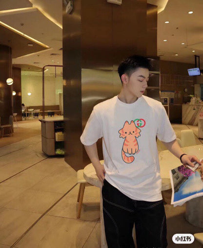 T-shirt Gucci à motif chat (crème)