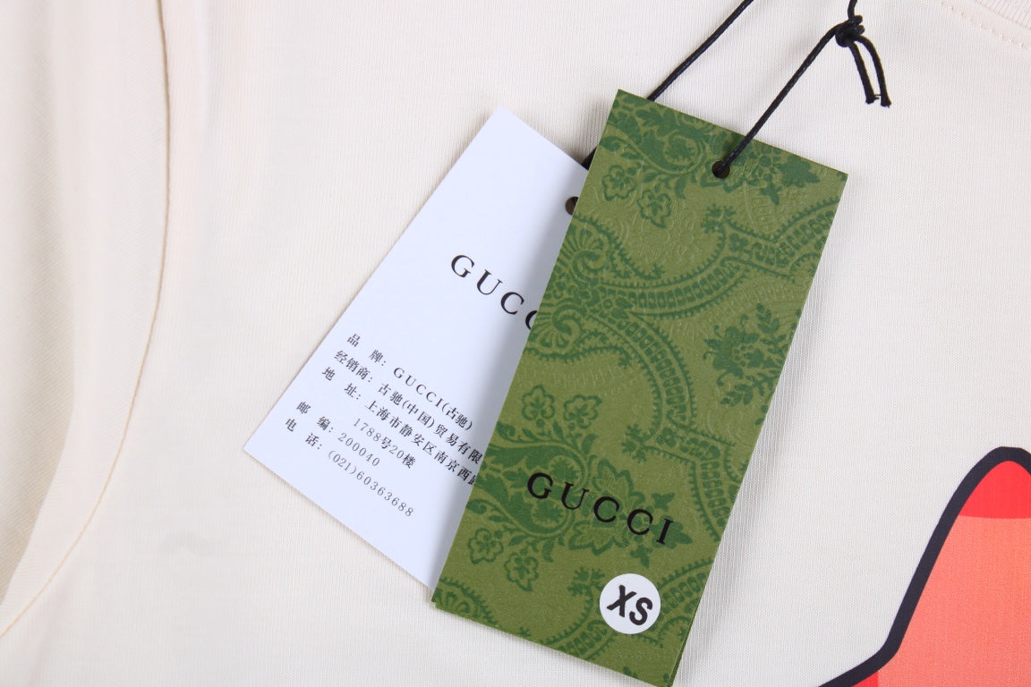 T-shirt Gucci à motif chat (crème)