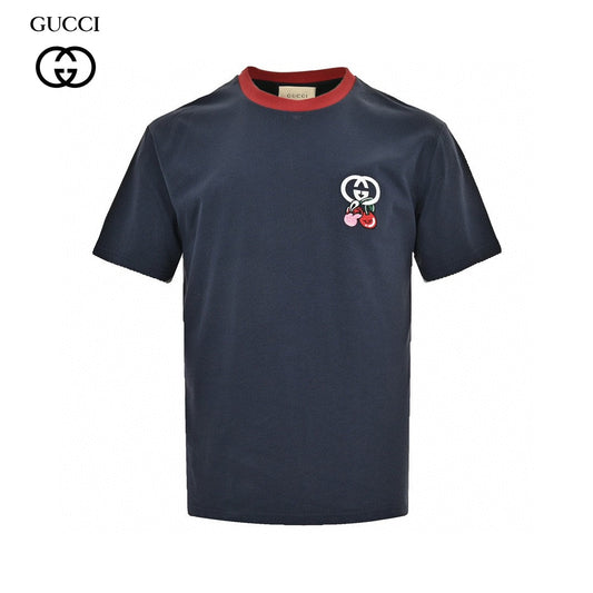 T-shirt Gucci à logo cerise bleu marine