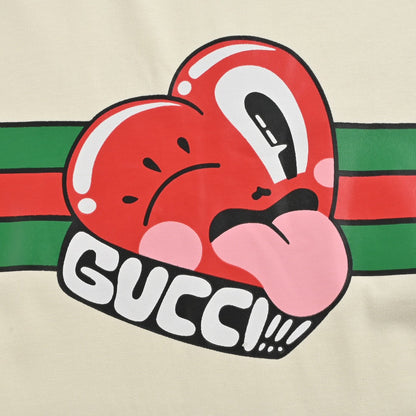 T-shirt Gucci crème à motif cœur