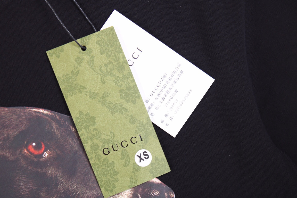T-shirt Gucci à imprimé chien noir