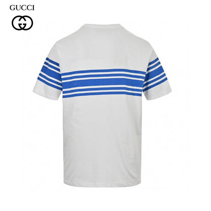 T-shirt blanc à rayures bleues Gucci GG