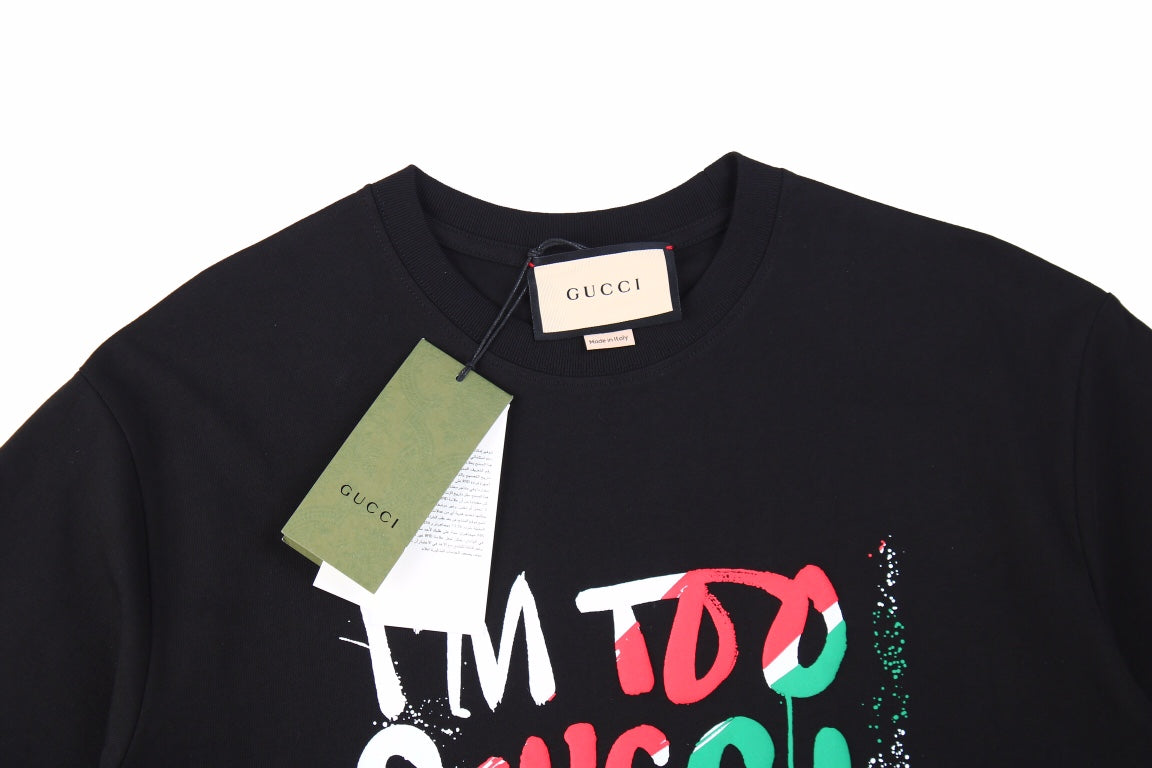 T-shirt Gucci « Je suis trop Gucci pour tes problèmes » - Noir