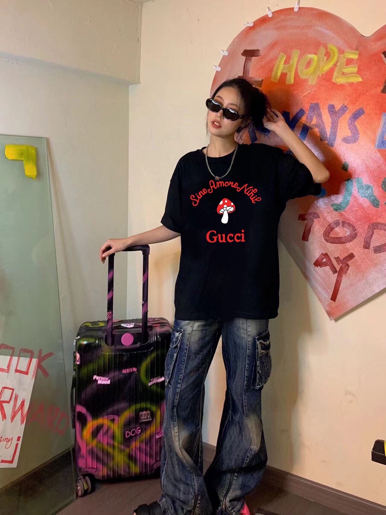 T-shirt graphique Gucci champignon