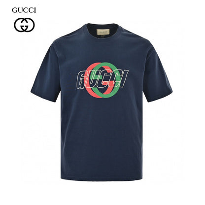 T-shirt Gucci bleu marine avec logo superposé