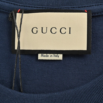 T-shirt Gucci bleu marine avec logo superposé