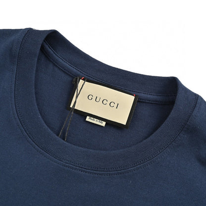 T-shirt Gucci bleu marine avec logo superposé