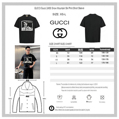 T-shirt noir Gucci à motif snowboarder
