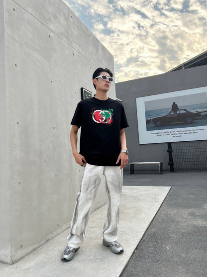T-shirt Gucci à logo éclaboussé (noir)