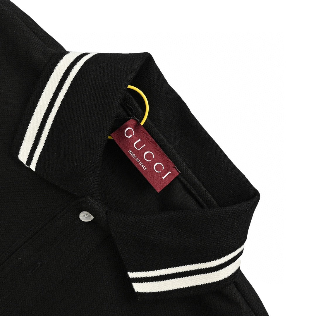 Polo Gucci à rayures et logo (noir)