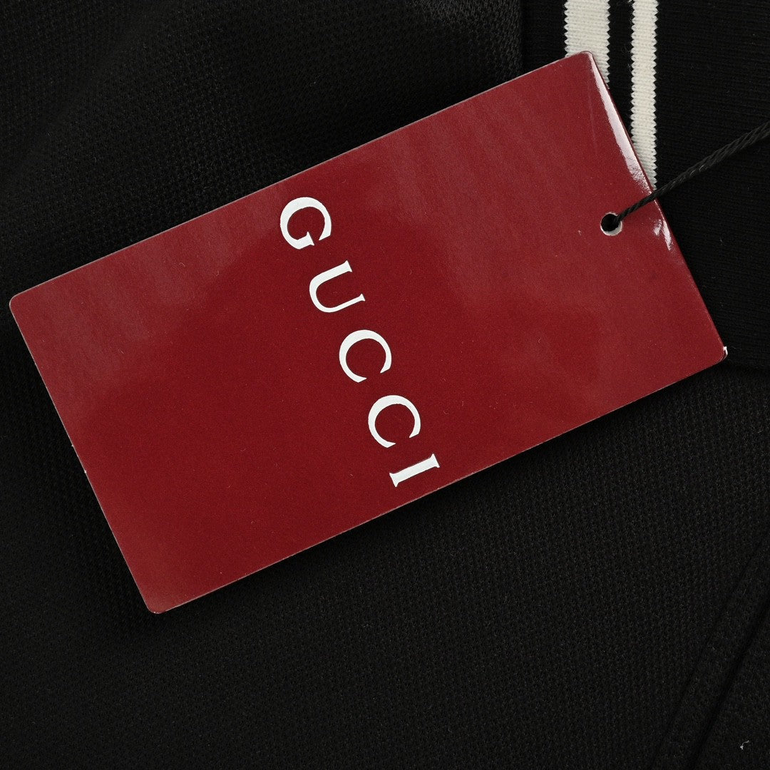 Polo Gucci à rayures et logo (noir)
