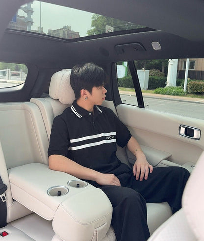 Polo Gucci à rayures et logo (noir)