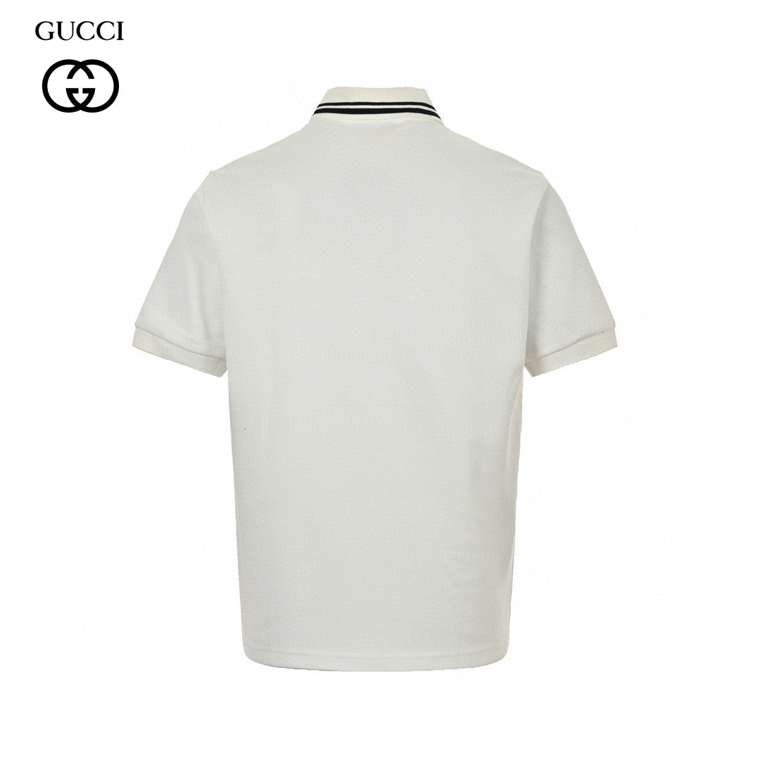 Polo Gucci à rayures et logo (blanc)