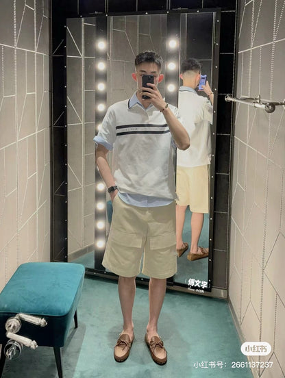 Polo Gucci à rayures et logo (blanc)