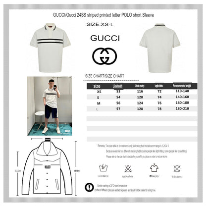 Polo Gucci à rayures et logo (blanc)