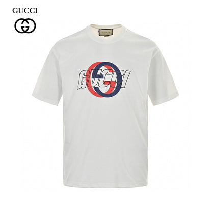T-shirt blanc Gucci avec logo superposé
