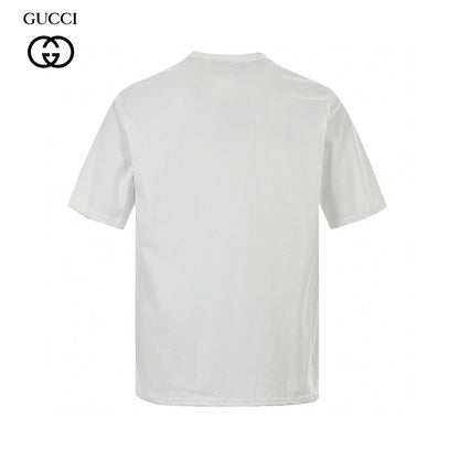 T-shirt blanc Gucci à motif dinosaure rose